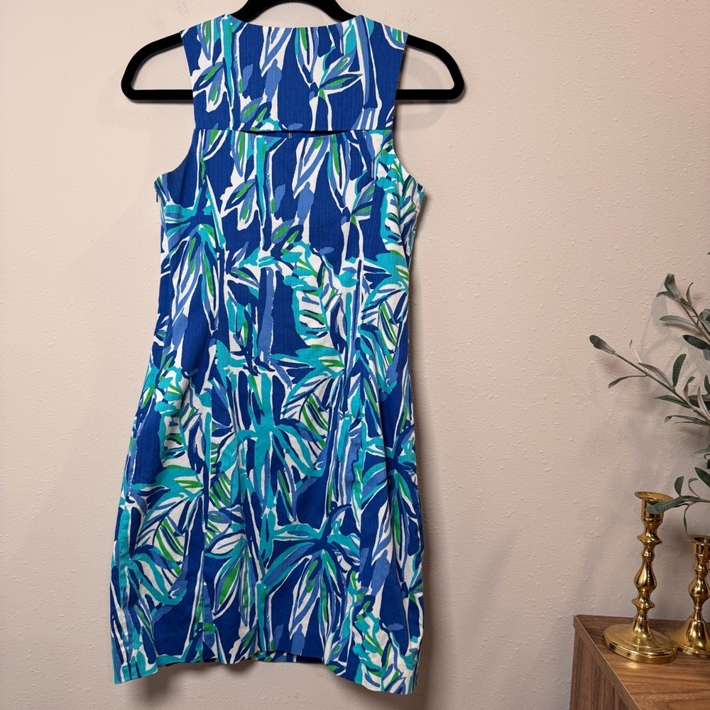 Lilly Pulitzer Size 2 Blue Crush Bamboo Print Penelope Shift Dress Resort Preppy - Picture 2 of 6